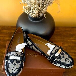 Coach, black & white, women’s loafer.